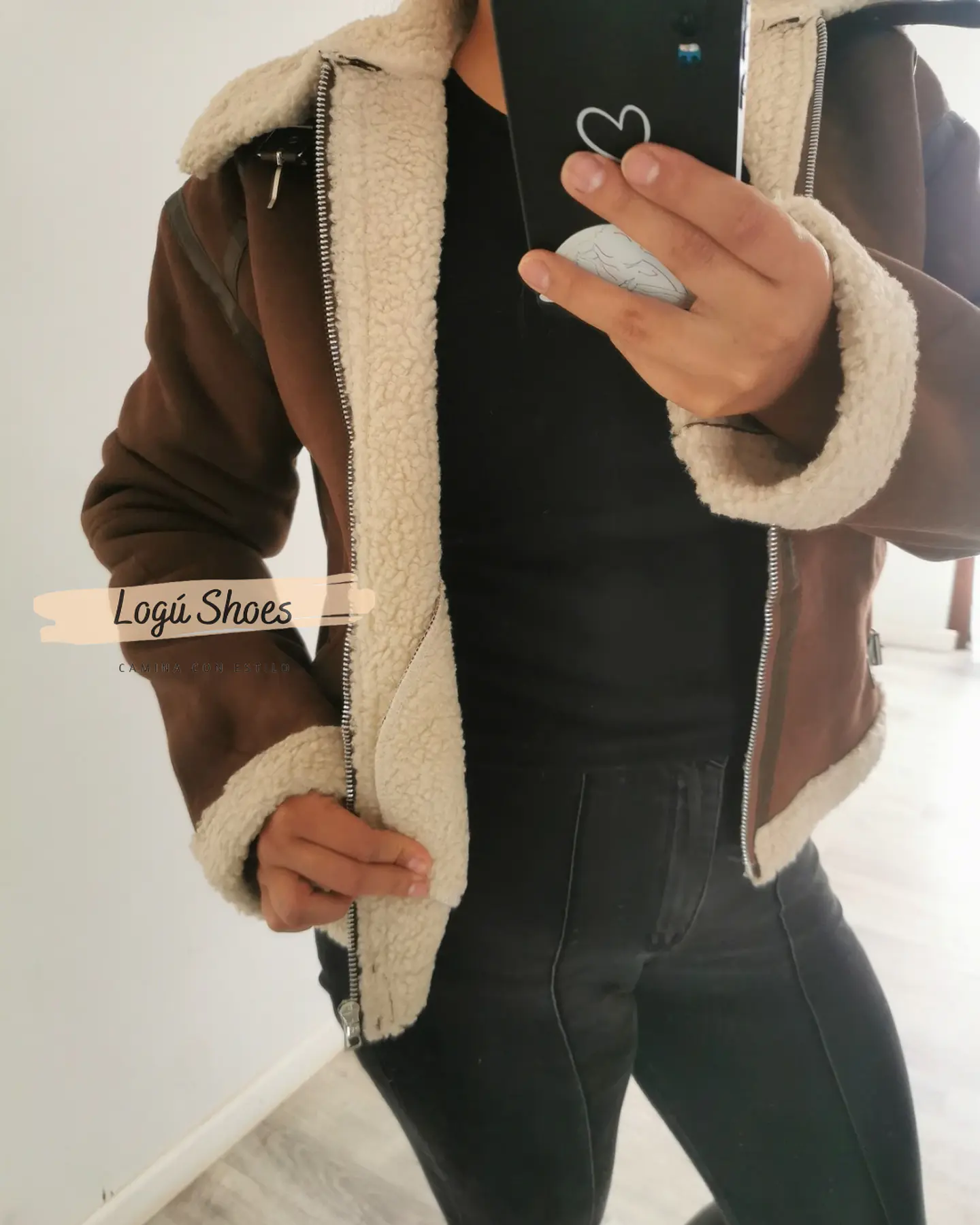 Chaqueta de mujer Aviadora Gamuza Chocolate 3