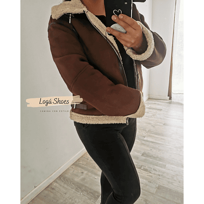 Chaqueta de mujer Aviadora Gamuza Chocolate