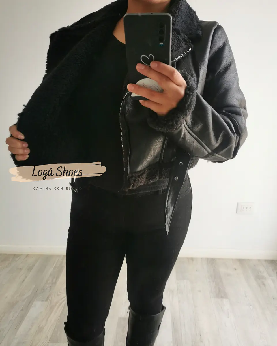 Chaqueta de mujer Aviadora Eco cuero Negra 3