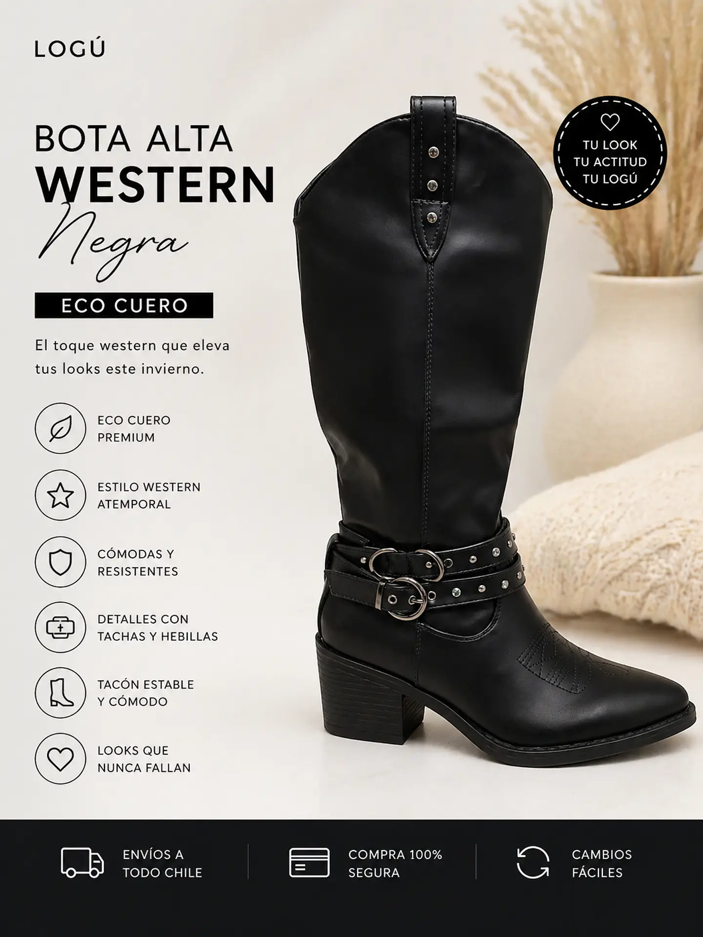 Bota Western Negra 1