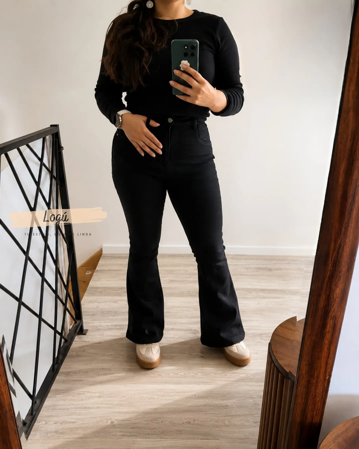 Jeans Flare Negro con Faja 1