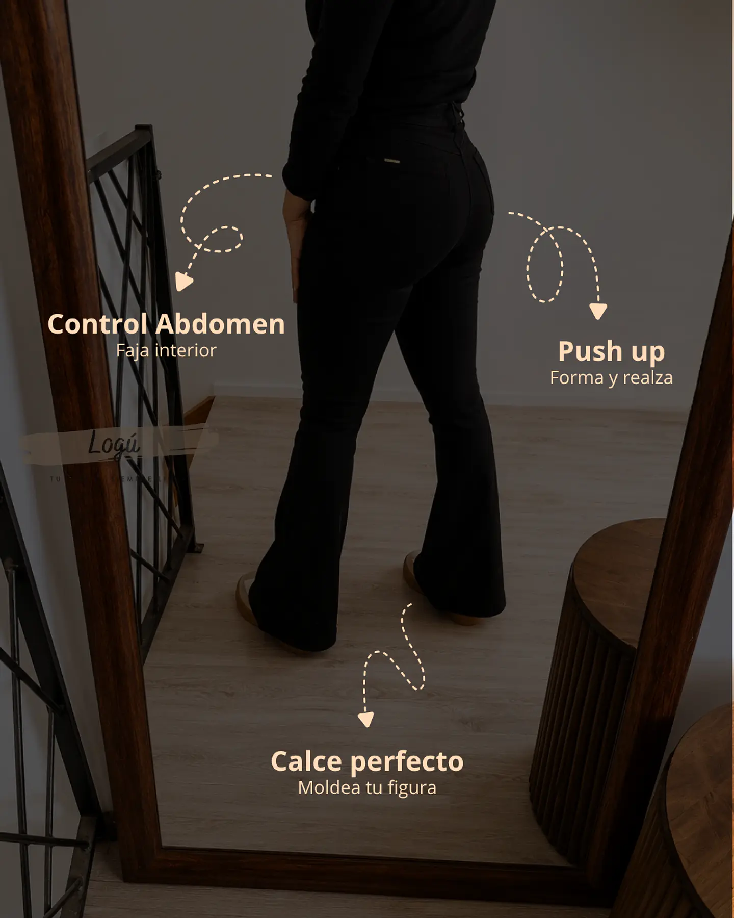 Jeans Flare Negro con Faja 3