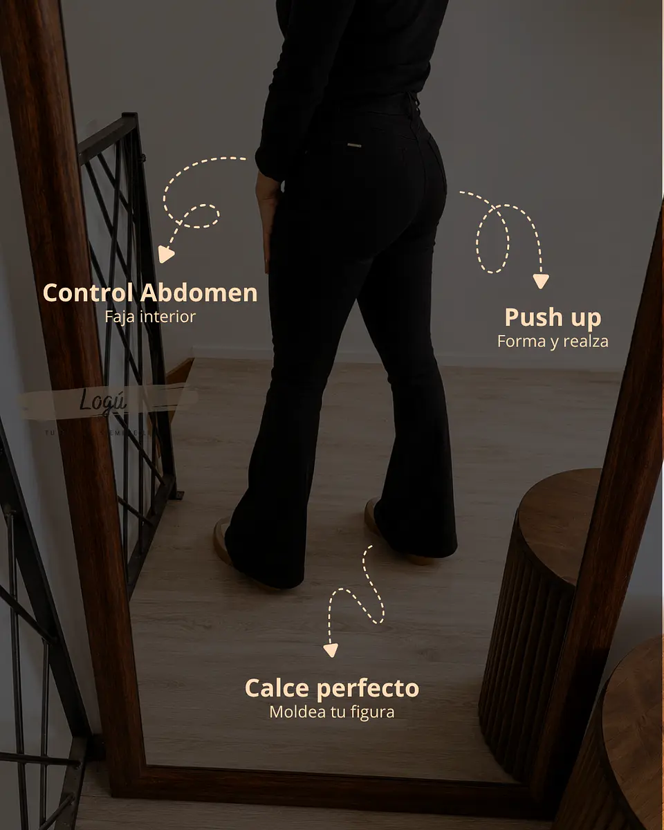 Jeans Flare Negro con Faja 3
