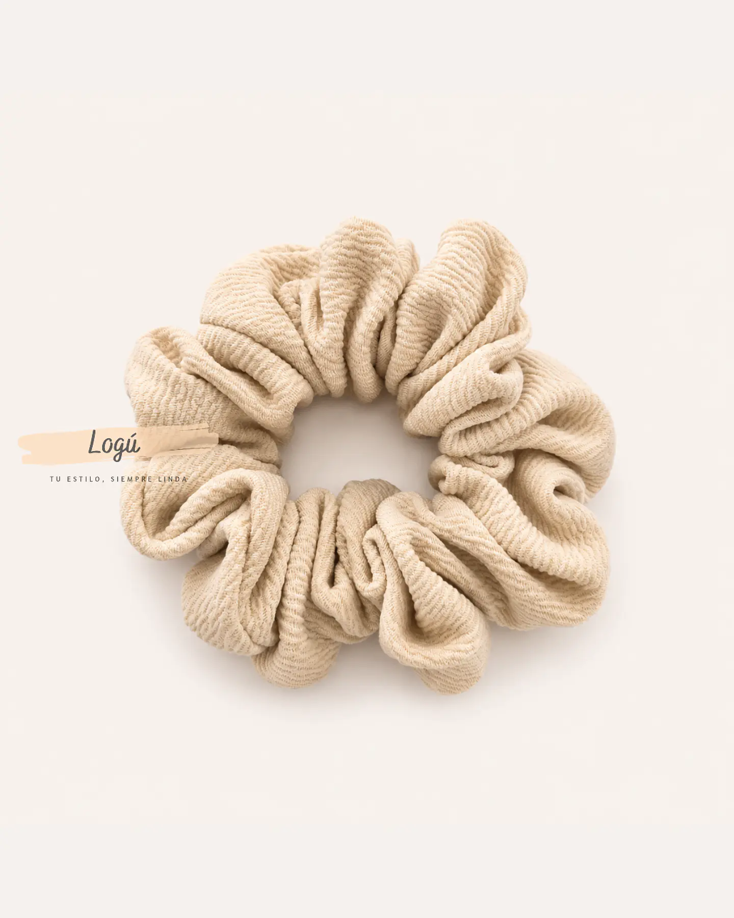 Pack 3 Scrunchies Medianos Tela Sofía – Negro, Café y Beige 2
