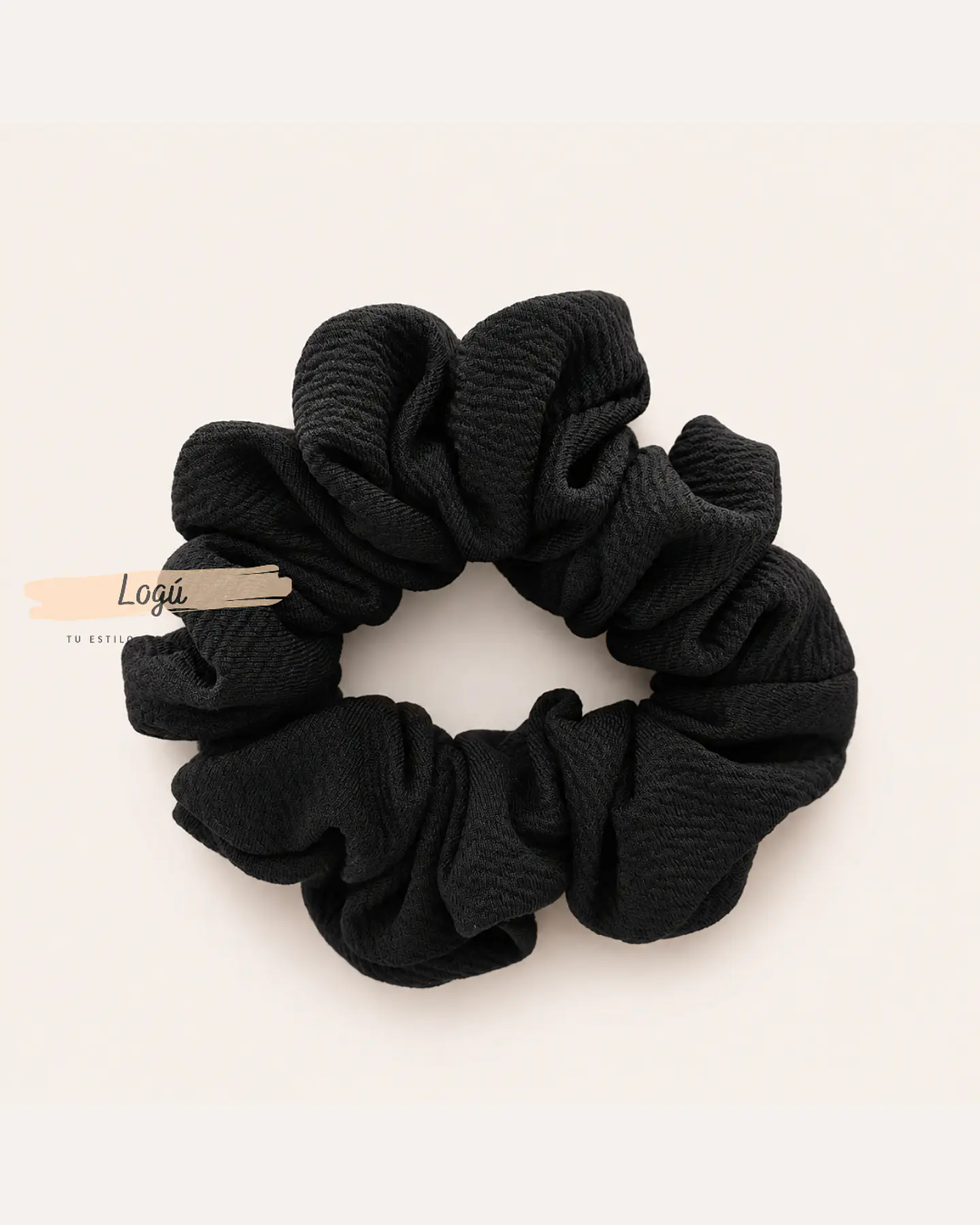 Pack 3 Scrunchies Medianos Tela Sofía – Negro, Café y Beige 4