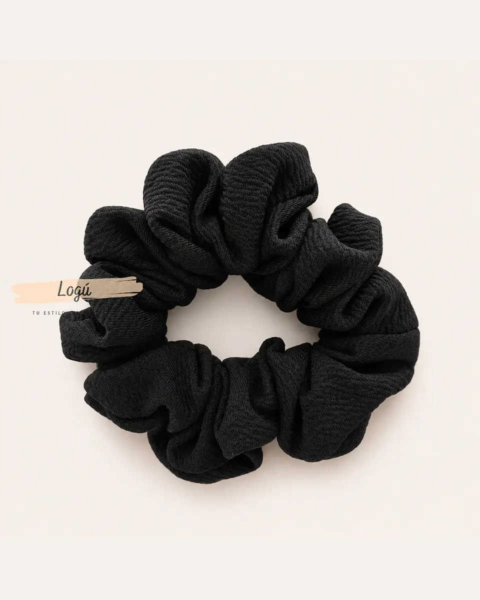Pack 3 Scrunchies Medianos Tela Sofía – Negro, Café y Beige 4