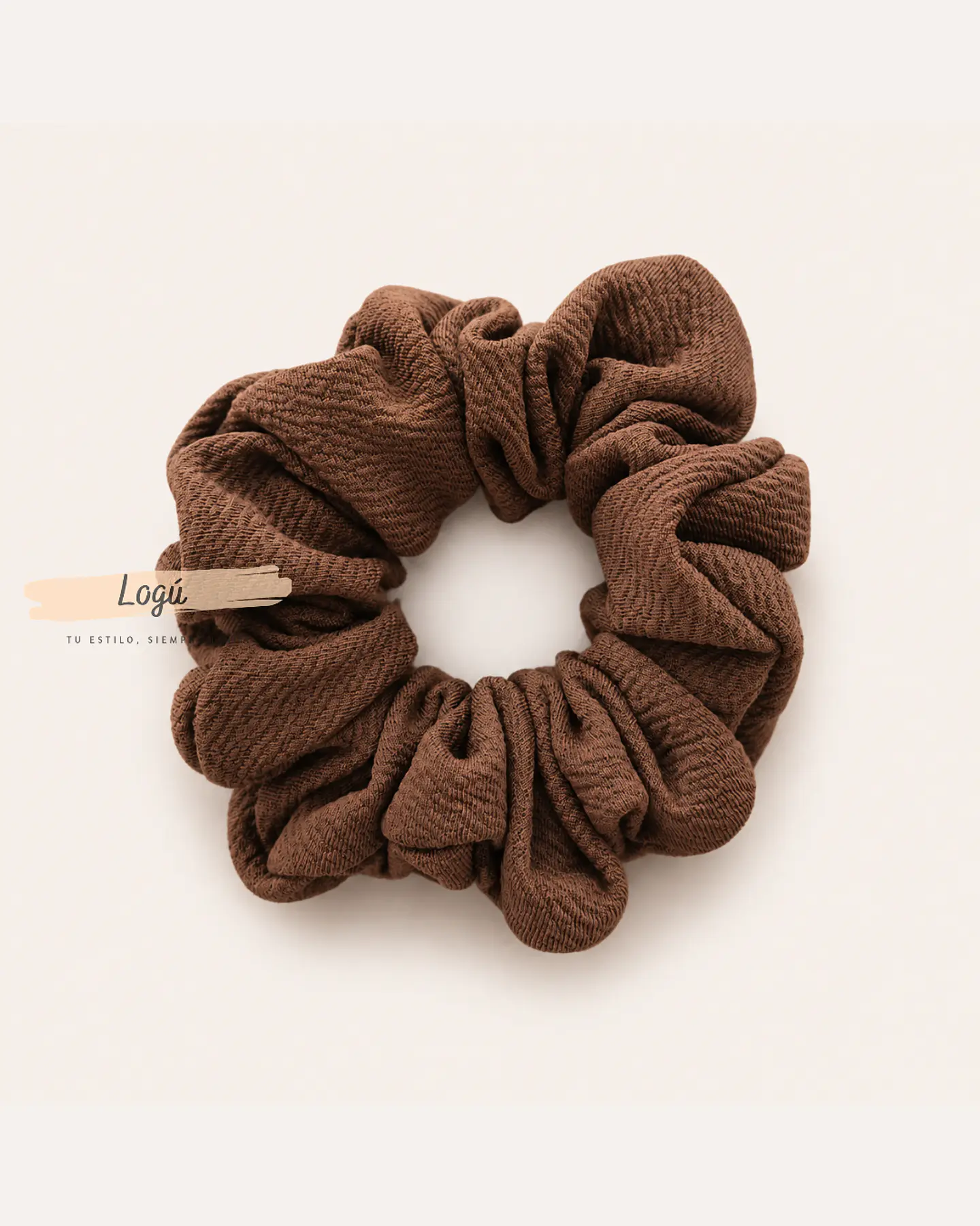 Pack 3 Scrunchies Medianos Tela Sofía – Negro, Café y Beige 3
