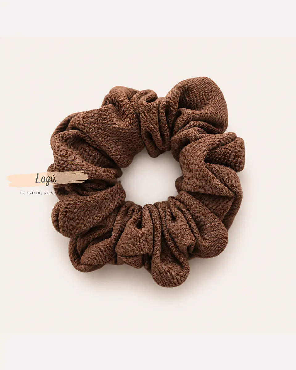 Pack 3 Scrunchies Medianos Tela Sofía – Negro, Café y Beige 3