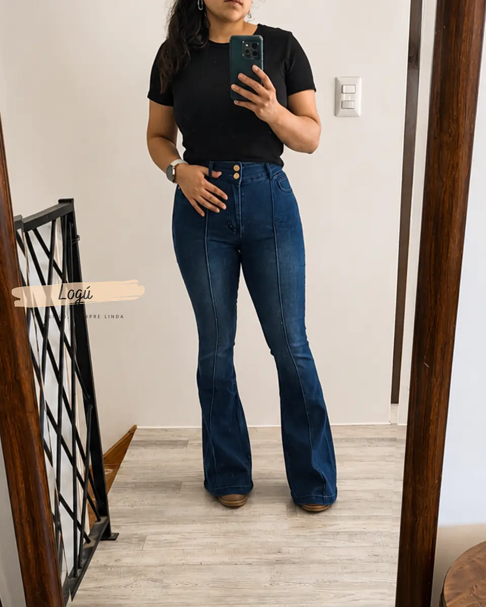 Jeans Flare Azul Costura 2