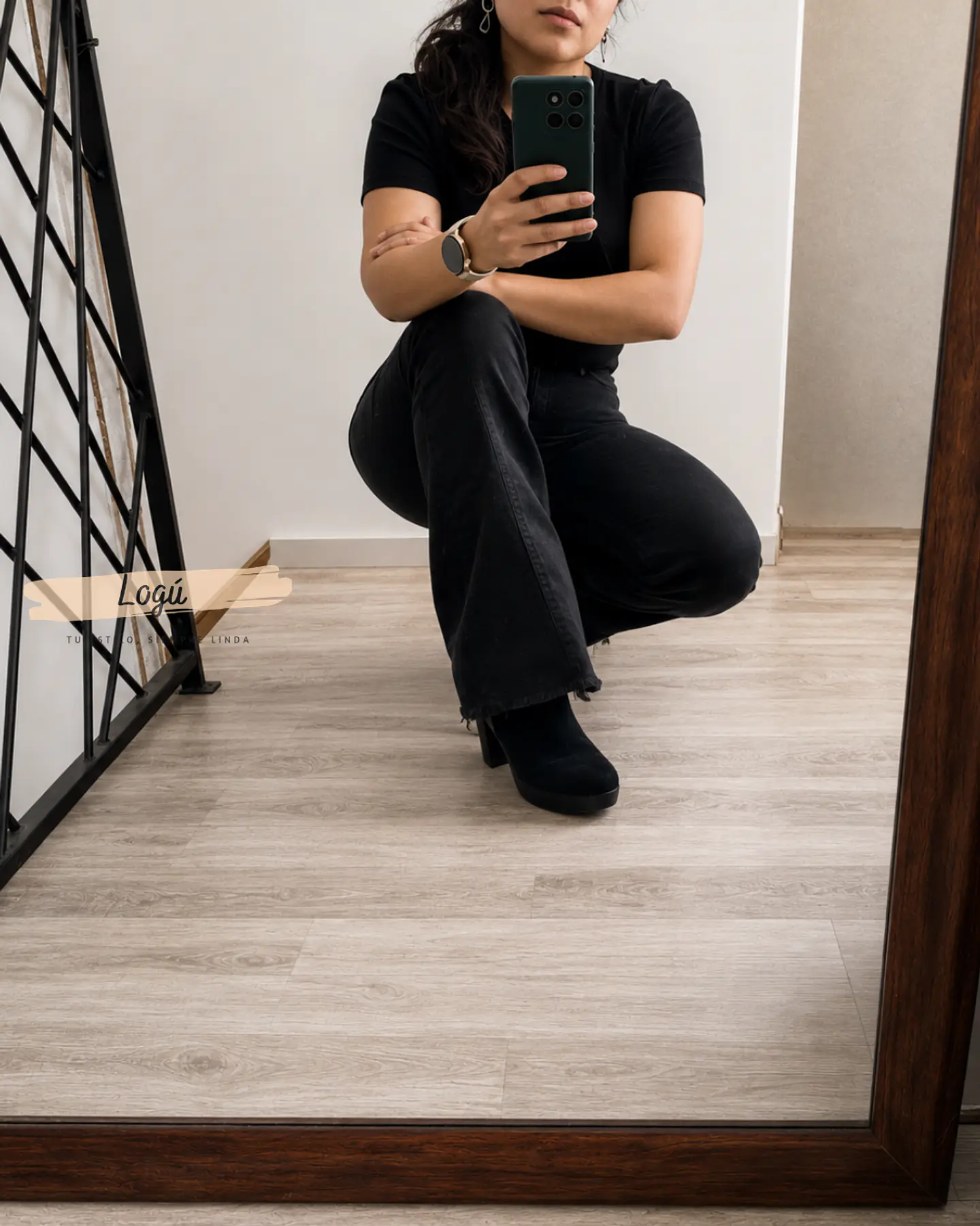 Jeans Flare Negro Costura 4