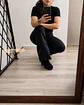 Jeans Flare Negro Costura - Miniatura 4