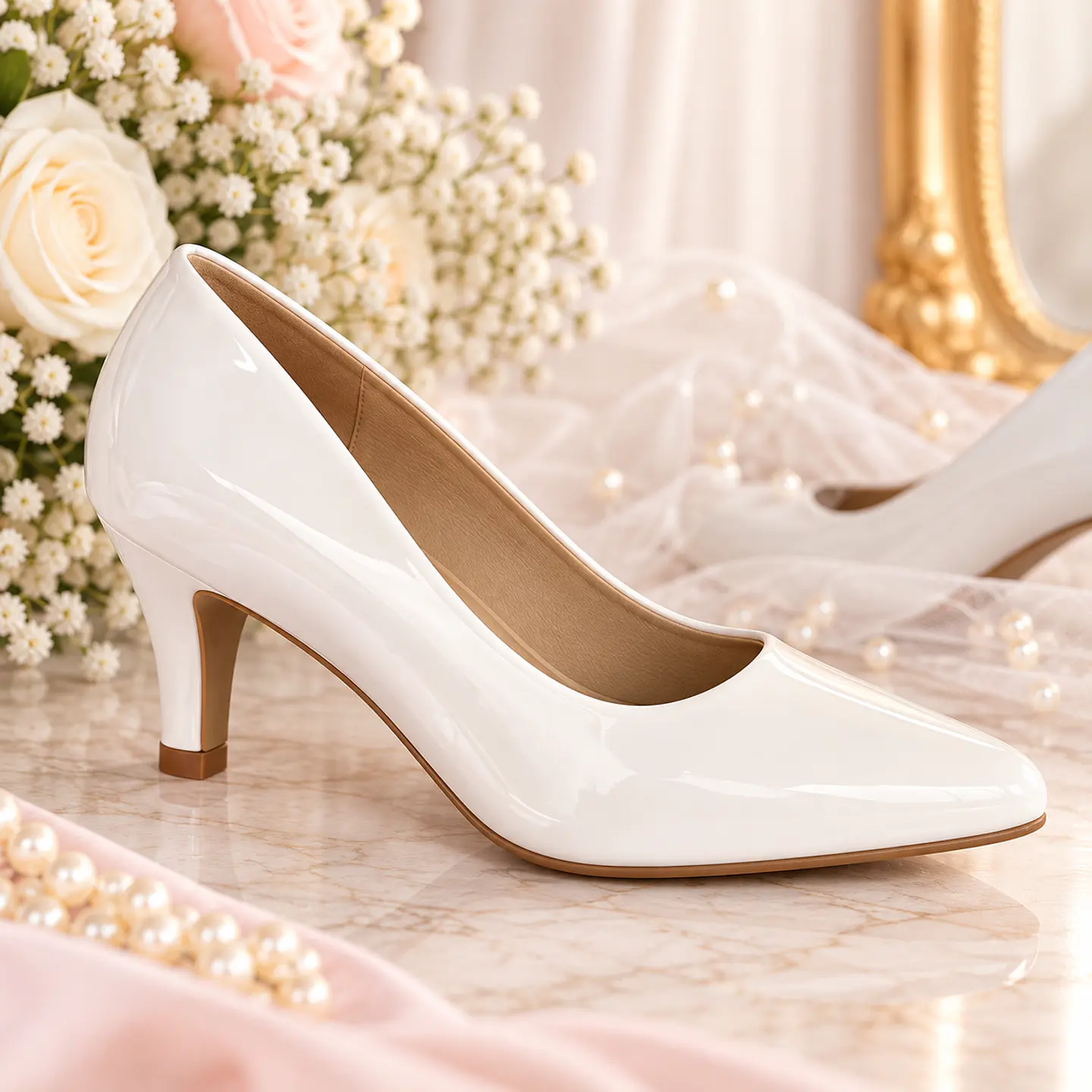 Stiletto Novia Blanco Charol 1