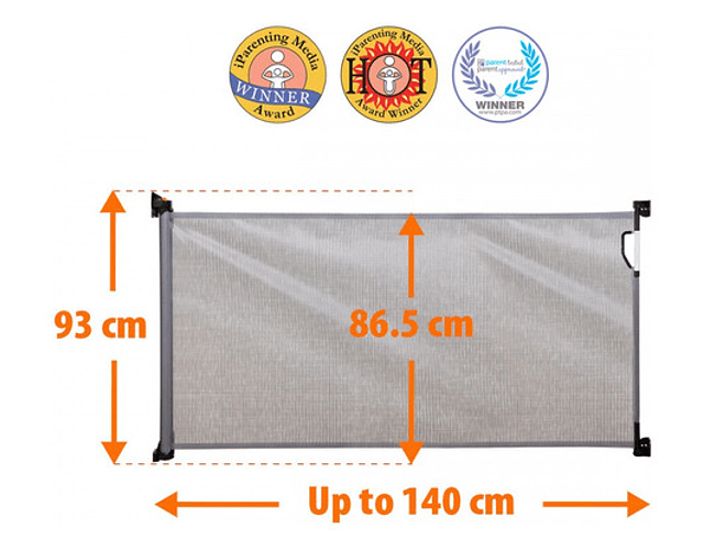 Puerta de seguridad retráctil gris Dreambaby