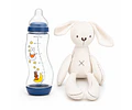 Set Regalo Conejito Mamadera Difrax S Anticólicos 250 ml + Peluche Conejo