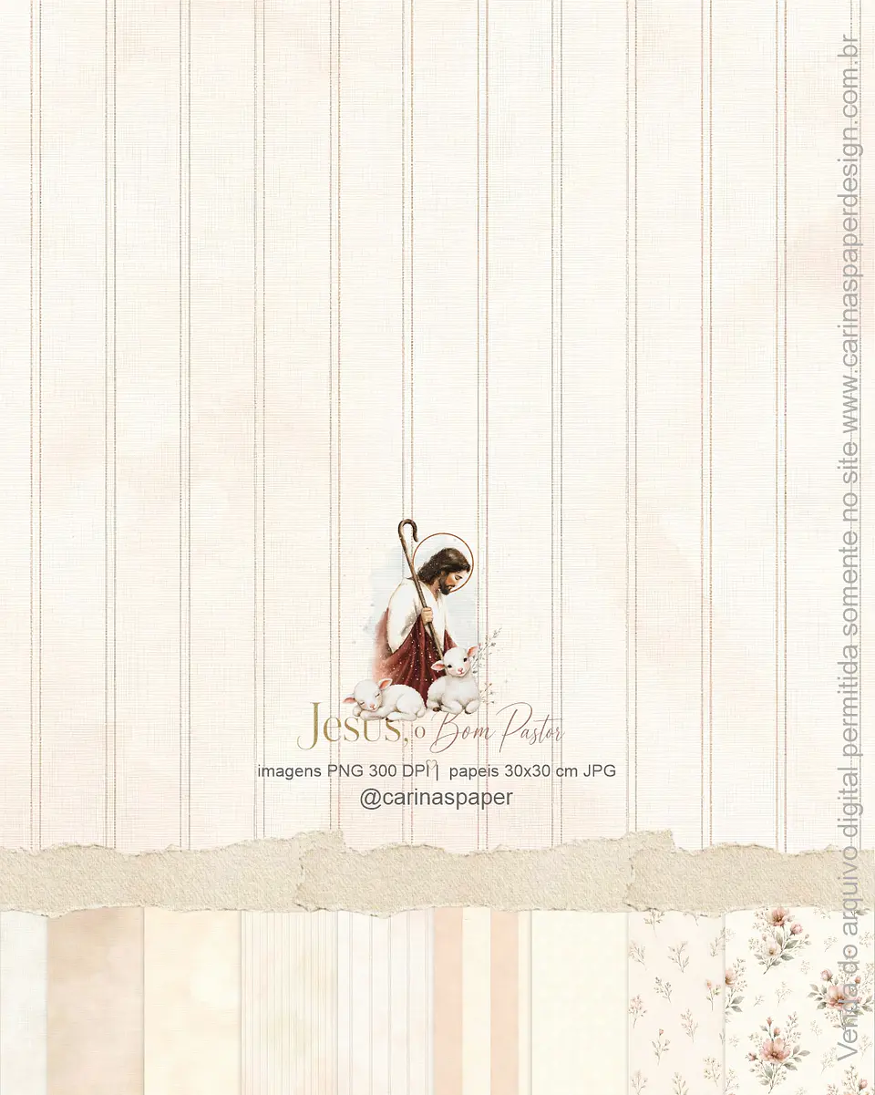Kit Digital O Bom Pastor Aquarela - Carinaspaper 6