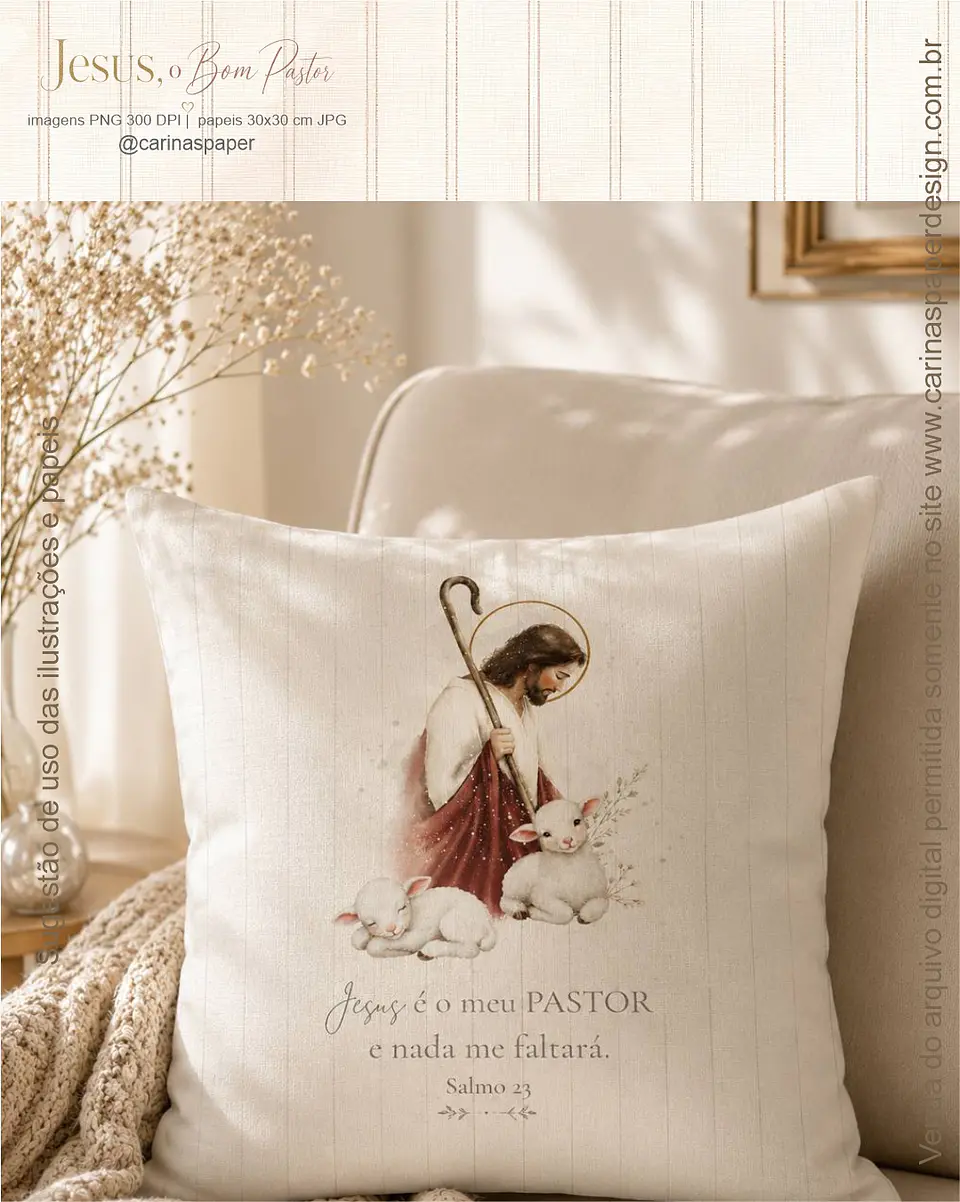 Kit Digital O Bom Pastor Aquarela - Carinaspaper 7
