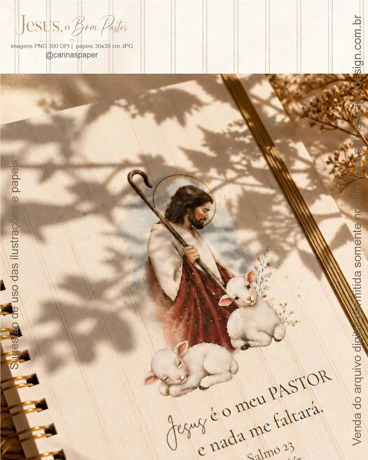 Kit Digital O Bom Pastor Aquarela - Carinaspaper 8