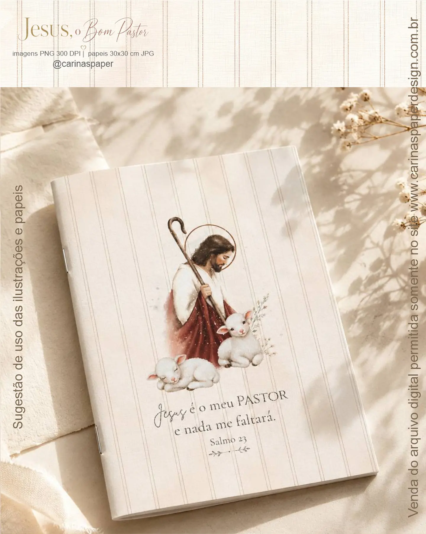 Kit Digital O Bom Pastor Aquarela - Carinaspaper 11