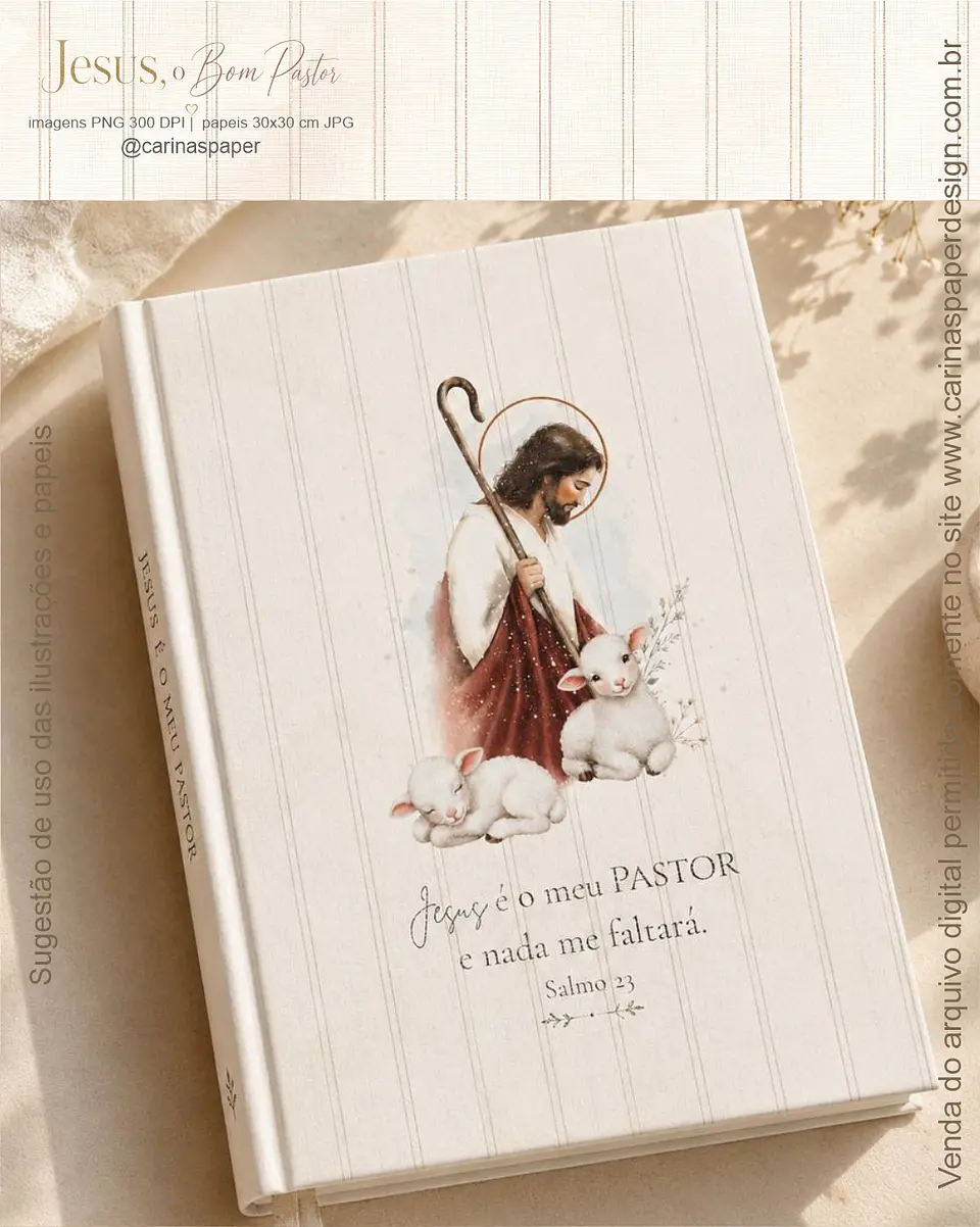 Kit Digital O Bom Pastor Aquarela - Carinaspaper 12