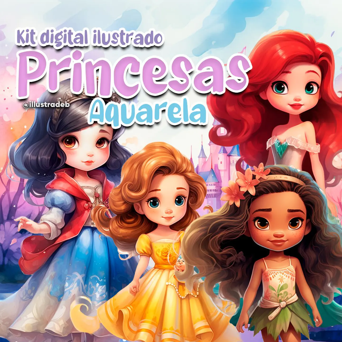 Kit Digital Princesas Ilustrado - Ilustrabed 1