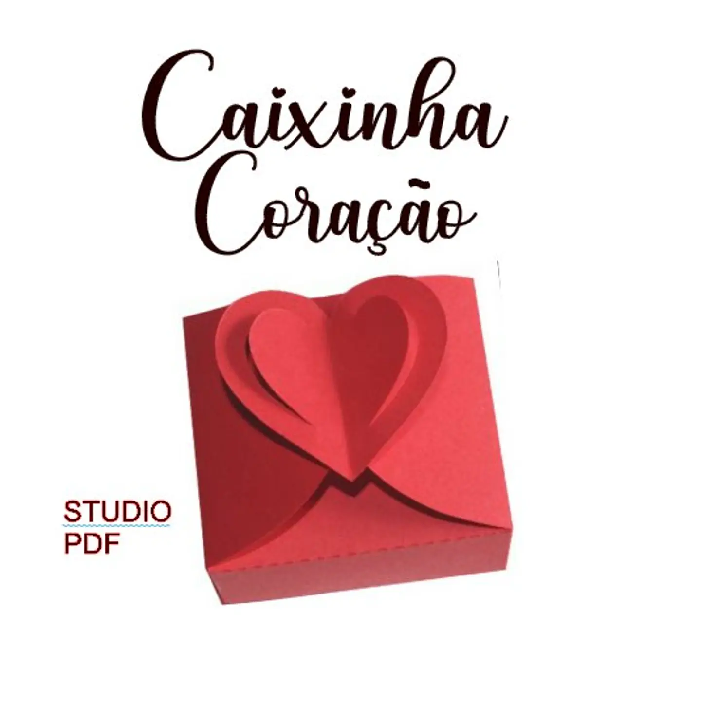 Arquivo Caixinha Coração - Molde Limpo - Pdf e Studio 1