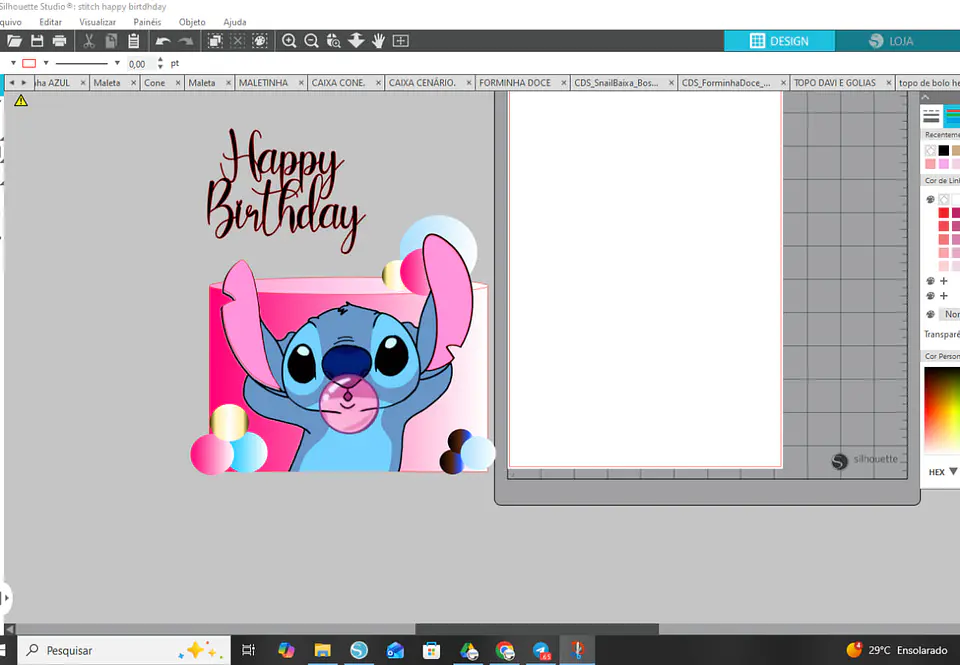 Arquivo Topo Stitch Chiclete Happy Birthday 2