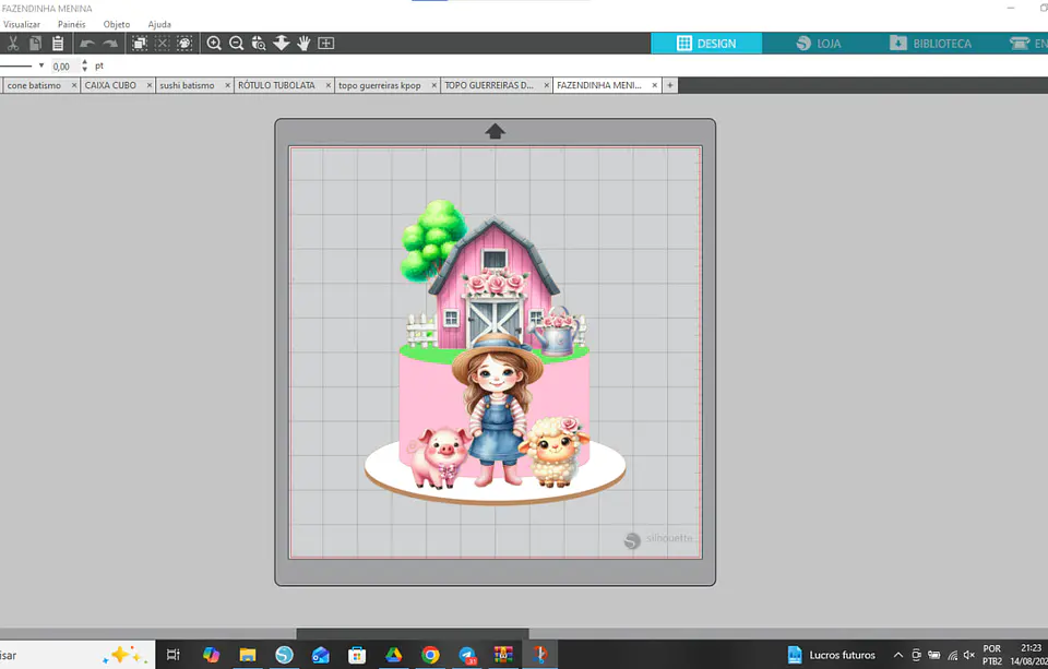 Arquivo Topo Fazendinha Criação Menina Vintage Celeiro Rosa - Pdf e Studio 2