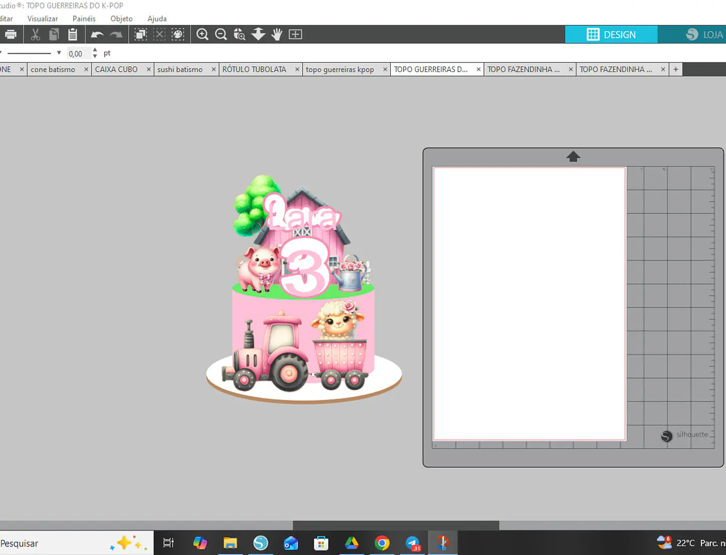 Arquivo Topo Fazendinha Criação Trator Rosa Vintage - Pdf e Studio 2