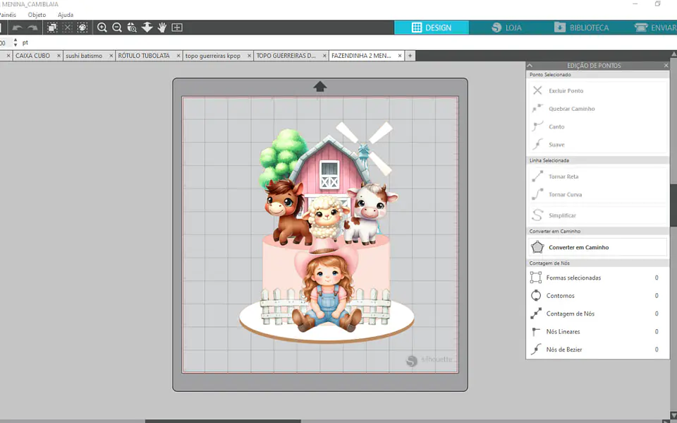 Arquivo Topo Fazendinha Rosa Criação Menina Vintage Clean - Pdf e Studio 2
