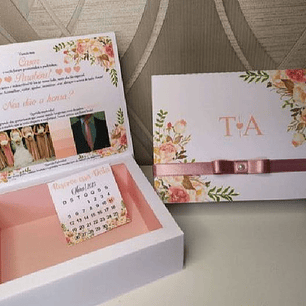 Caixa convite Padrinhos Floral Rose - Pdf e Studio/+20kits Grátis 