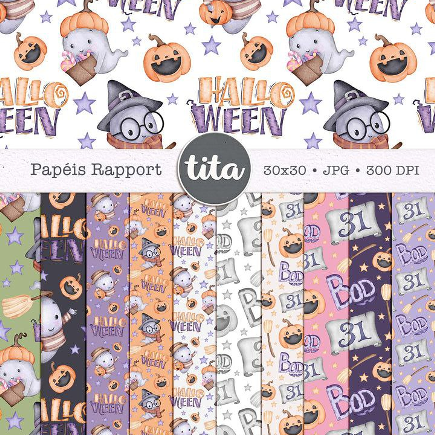 Kit Digital Halloween Fantasminhas - Tita   3