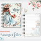 Encadernação Caderno Pautado VINTAGE FLOWER - Lina Criativa - Thumbnail 1
