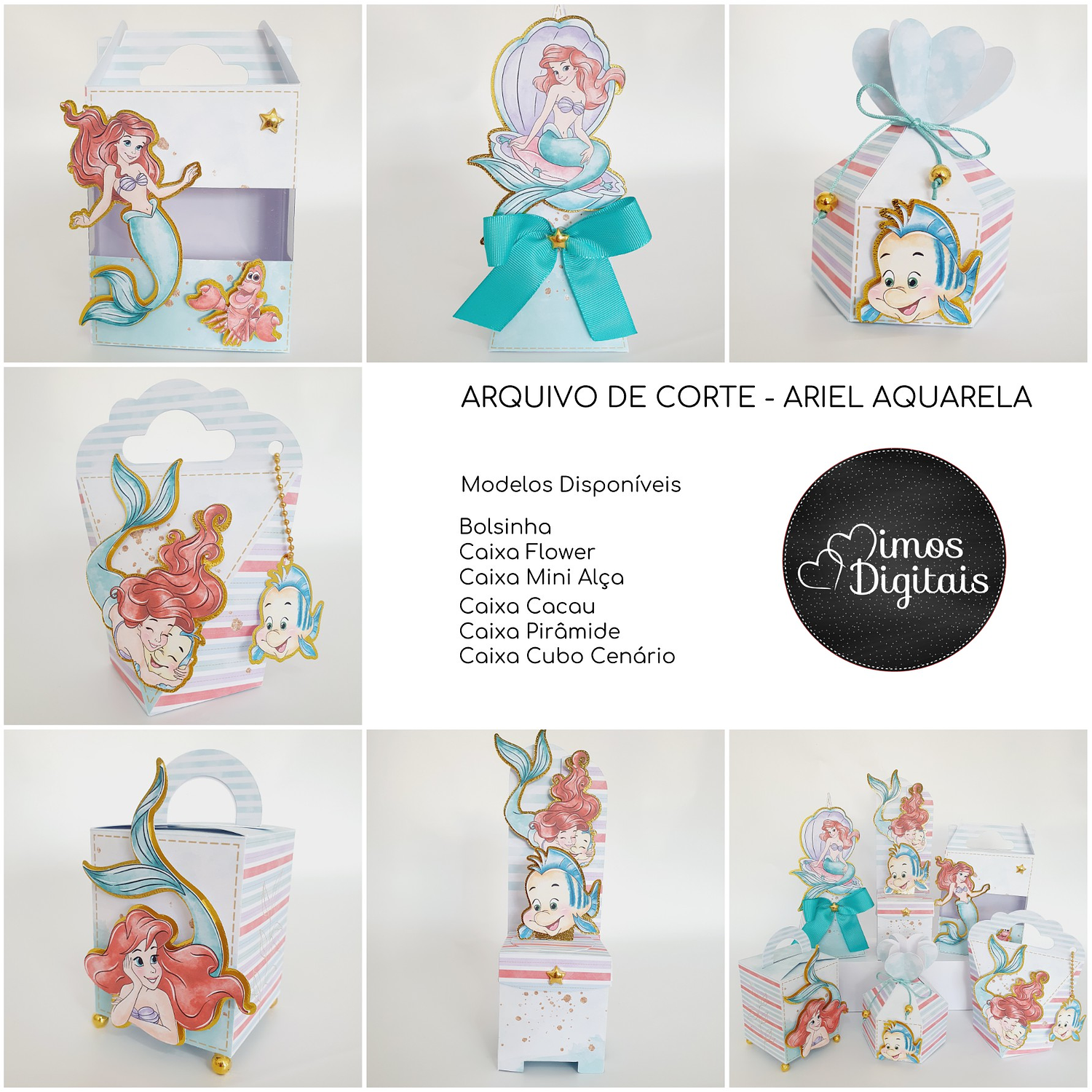 Arquivo Ariel Aquarela - Pequena Sereia - Mimos Digitais 4