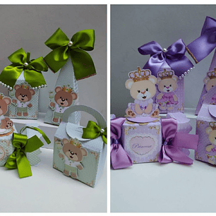 Arquivo Chá Revelação Ursinhos Realeza Verde e Lilás 