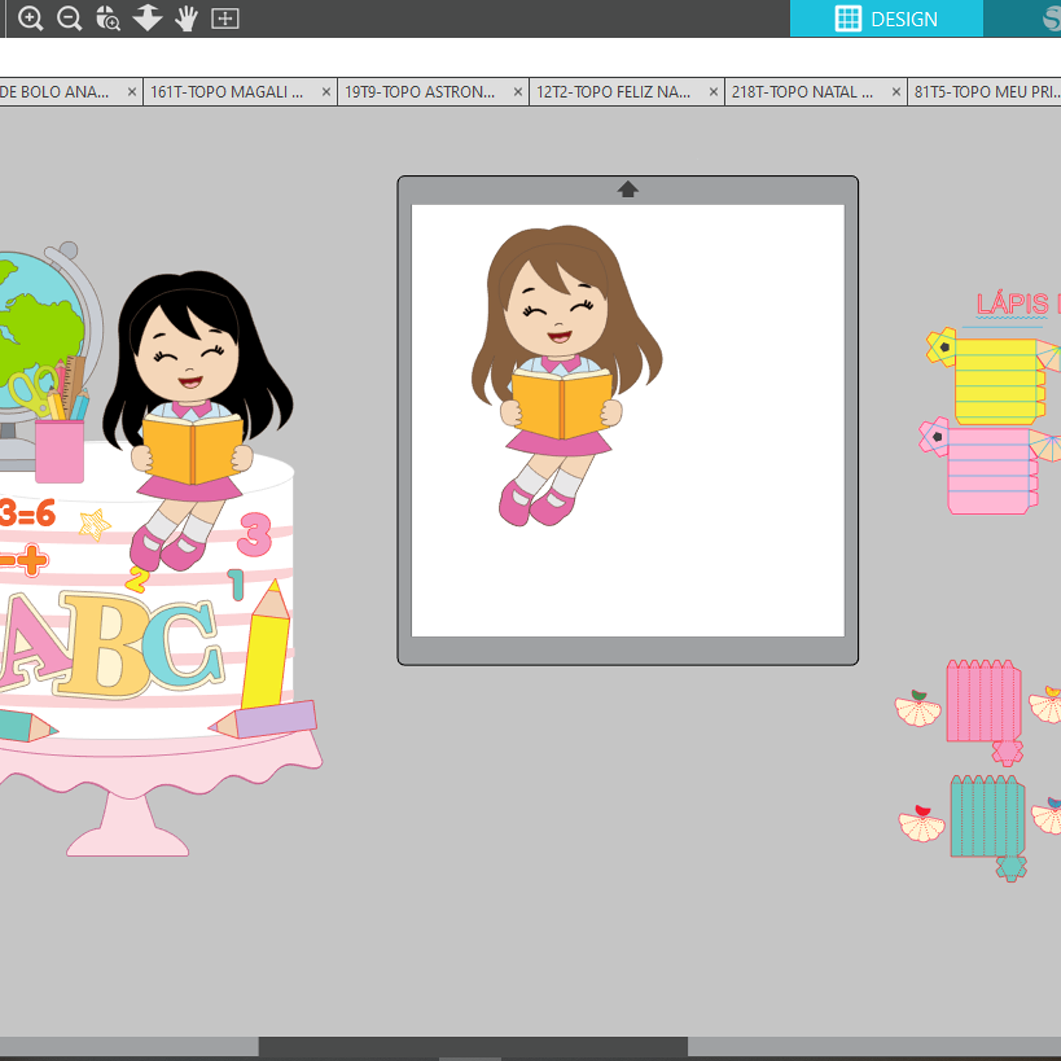 Arquivo Topo Formatura Abc Menina Camadas Lápis 3D 2