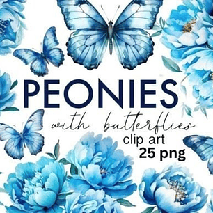 Arquivo Clipart Kit Digital Floral Azul