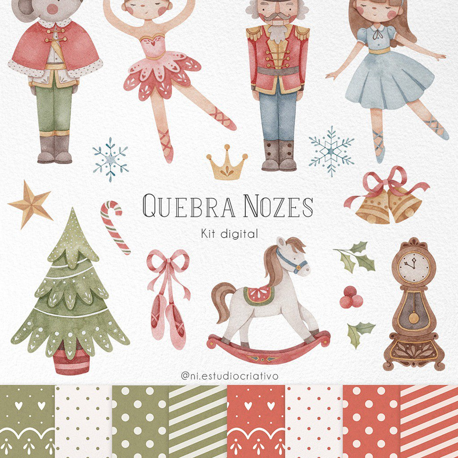 Kit Digital Quebra Nozes Aquarela - Ni estudio