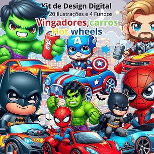 Arquivo Kit Digital Vingadores Com Carros 3D