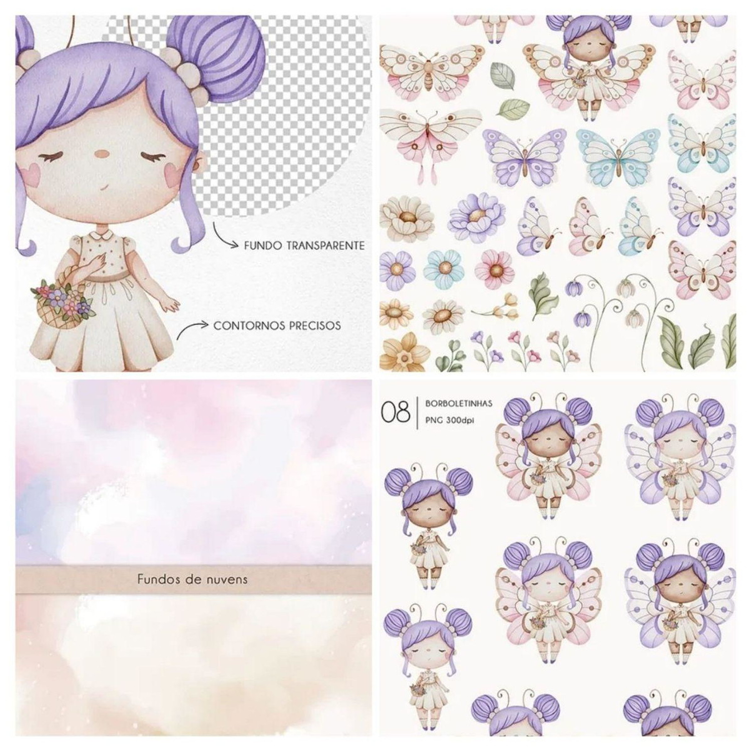 Kit Digital Jardim das Borboletas Aquarela - Ni estúdio 2