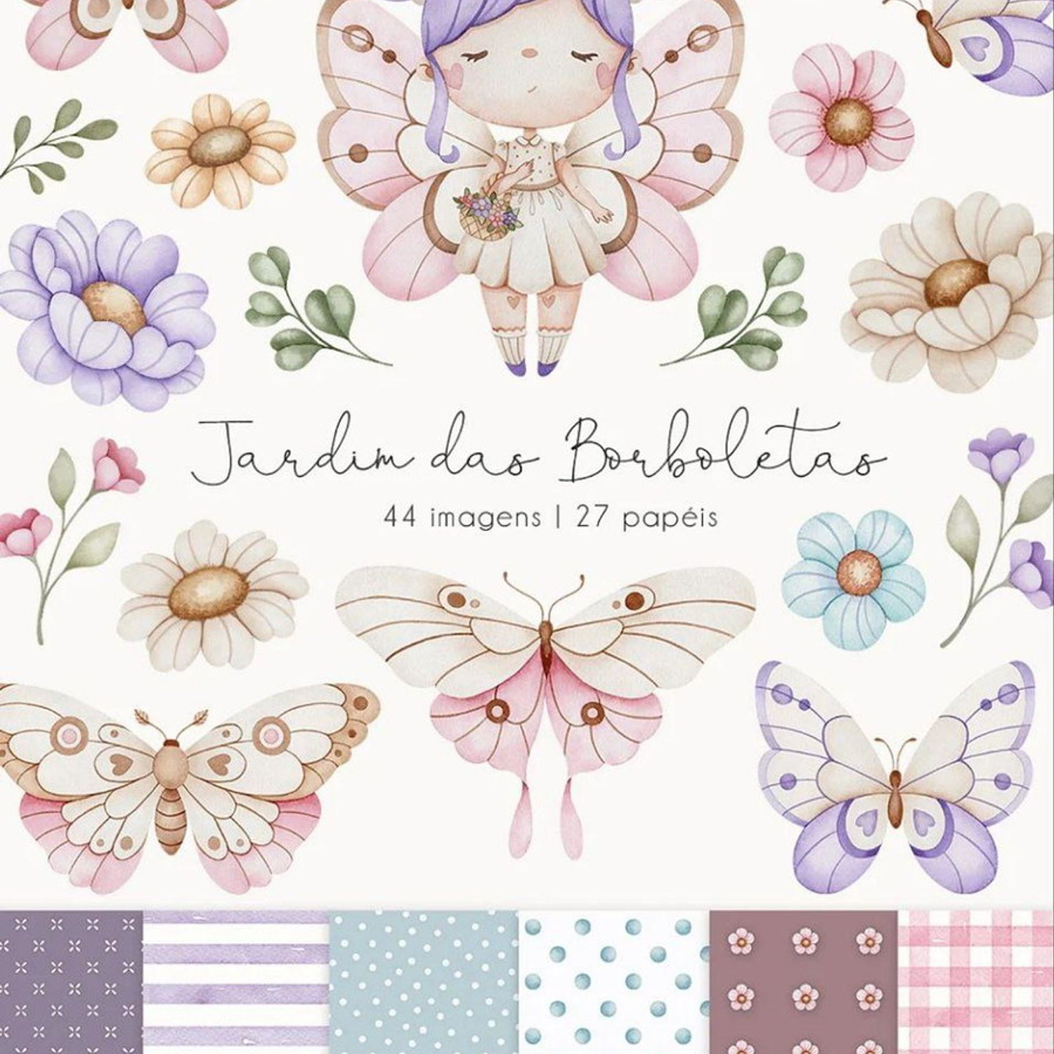Kit Digital Jardim das Borboletas Aquarela - Ni estúdio 1