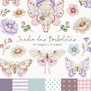 Kit Digital Jardim das Borboletas Aquarela - Ni estúdio