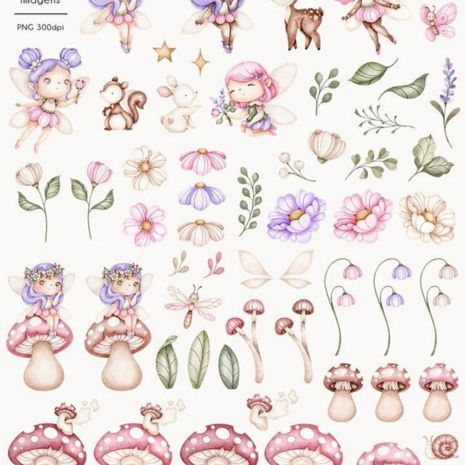 Kit Digital Jardim Encantado Aquarela - Ni estúdio  2