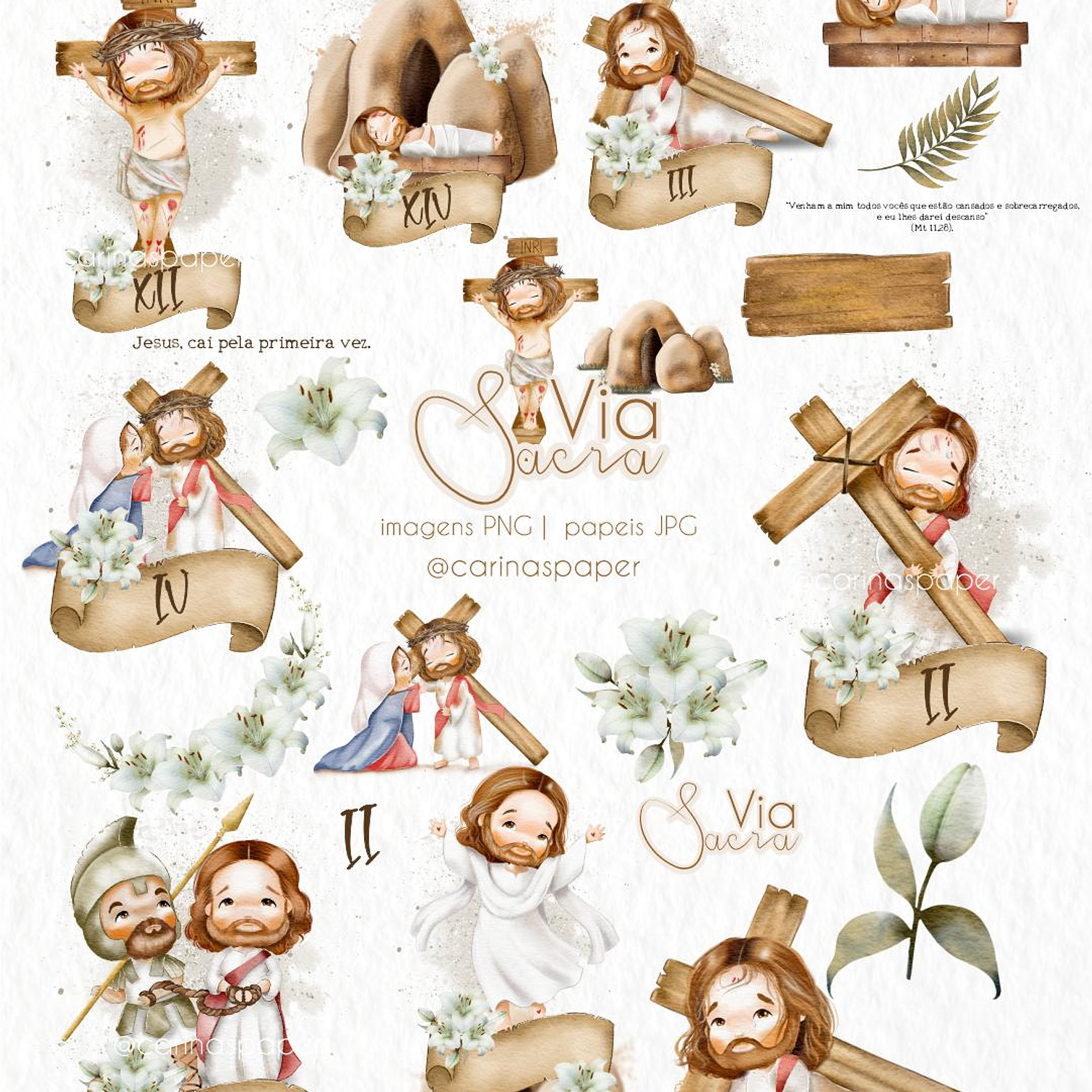 Kit Digital Santinhos Via Sacra - carinaspaper   1