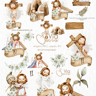 Kit Digital Santinhos Via Sacra - carinaspaper  