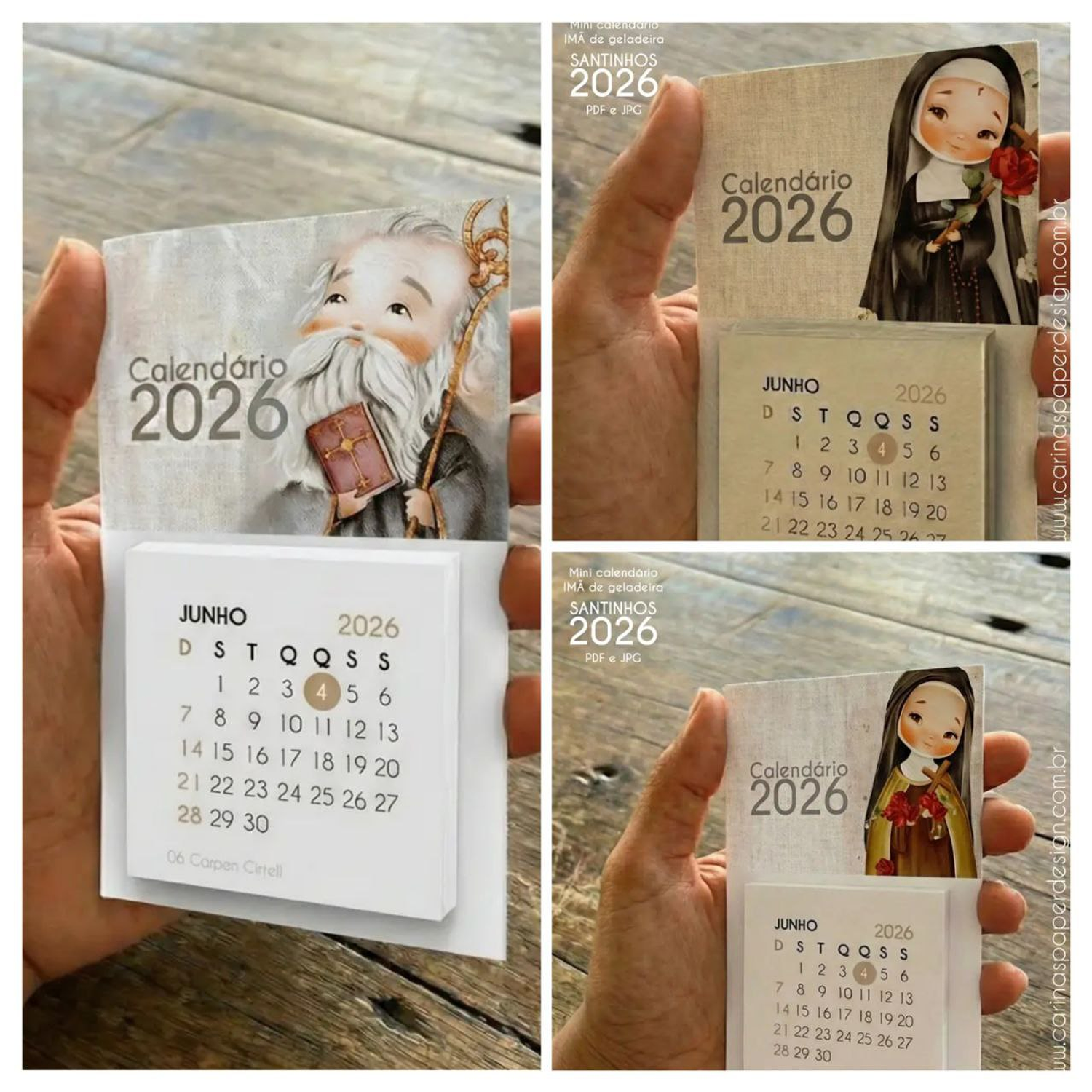 Arquivo Mini Calendário Imã De Geladeira 2026 - Carinas Paper   2
