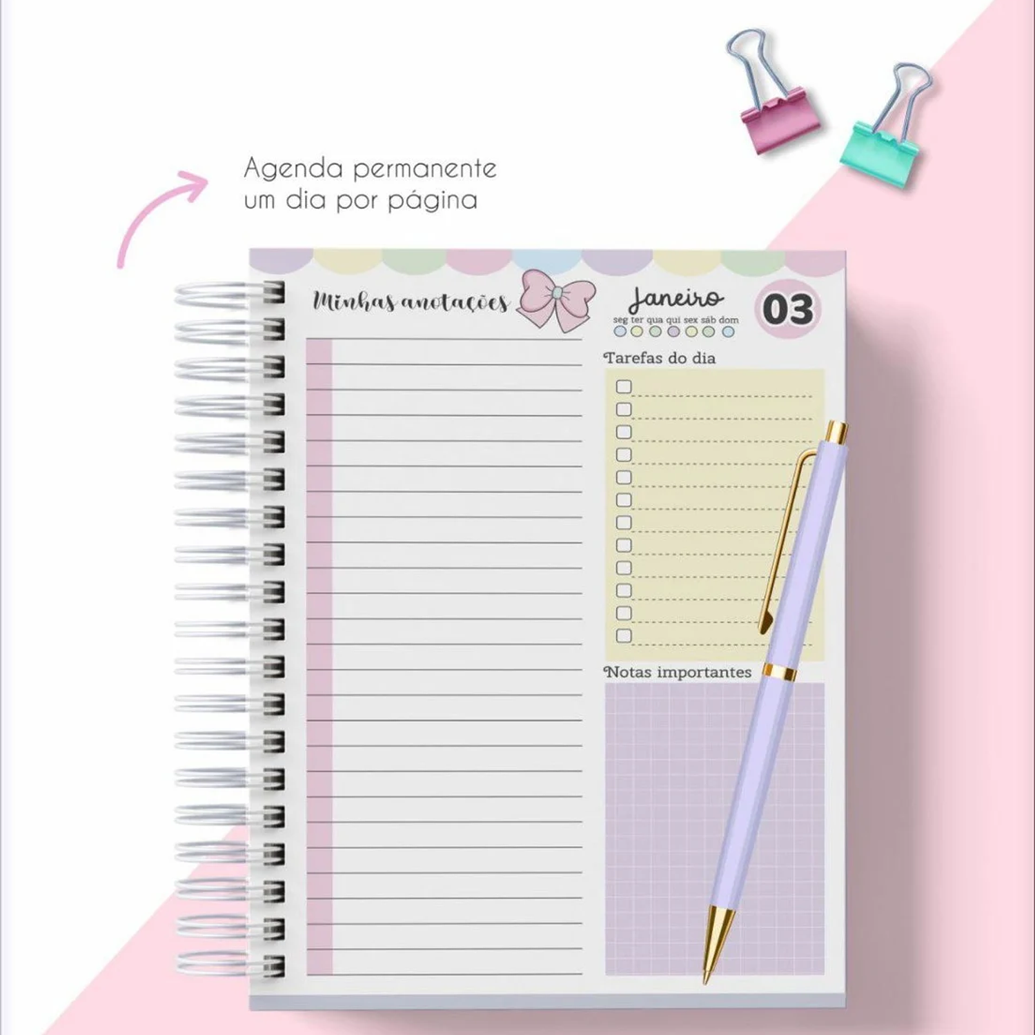 Encadernação Combo Agenda e Caderno de Pedidos Laços e Tiara 4