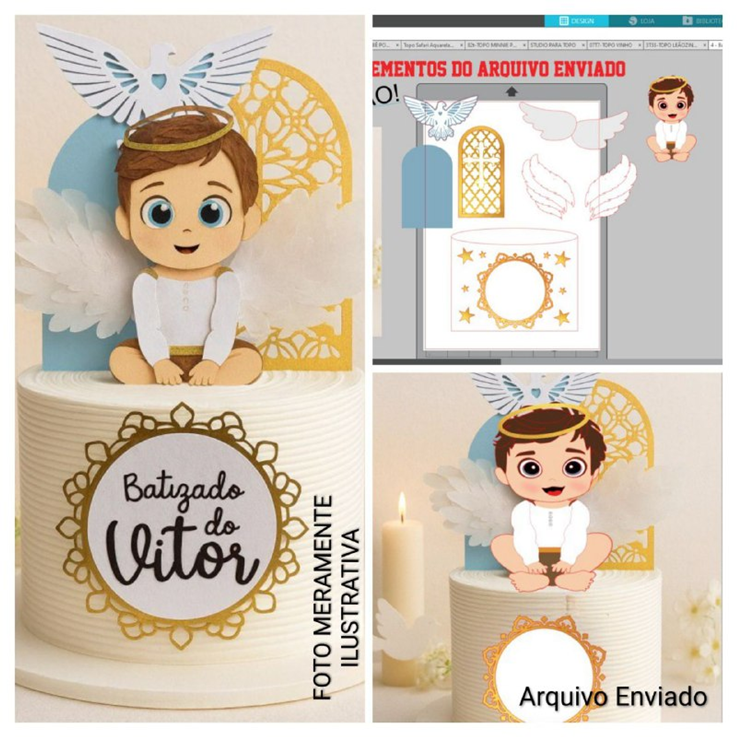 Arquivo Topo Batizado Menino Mega Luxo Em Camadas 1