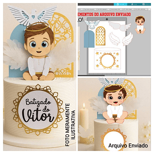 Arquivo Topo Batizado Menino Mega Luxo Em Camadas