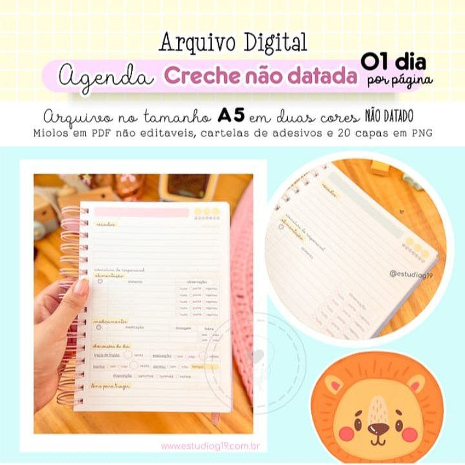 Encadernação Agenda Creche Não Datada - Estudio G19 1