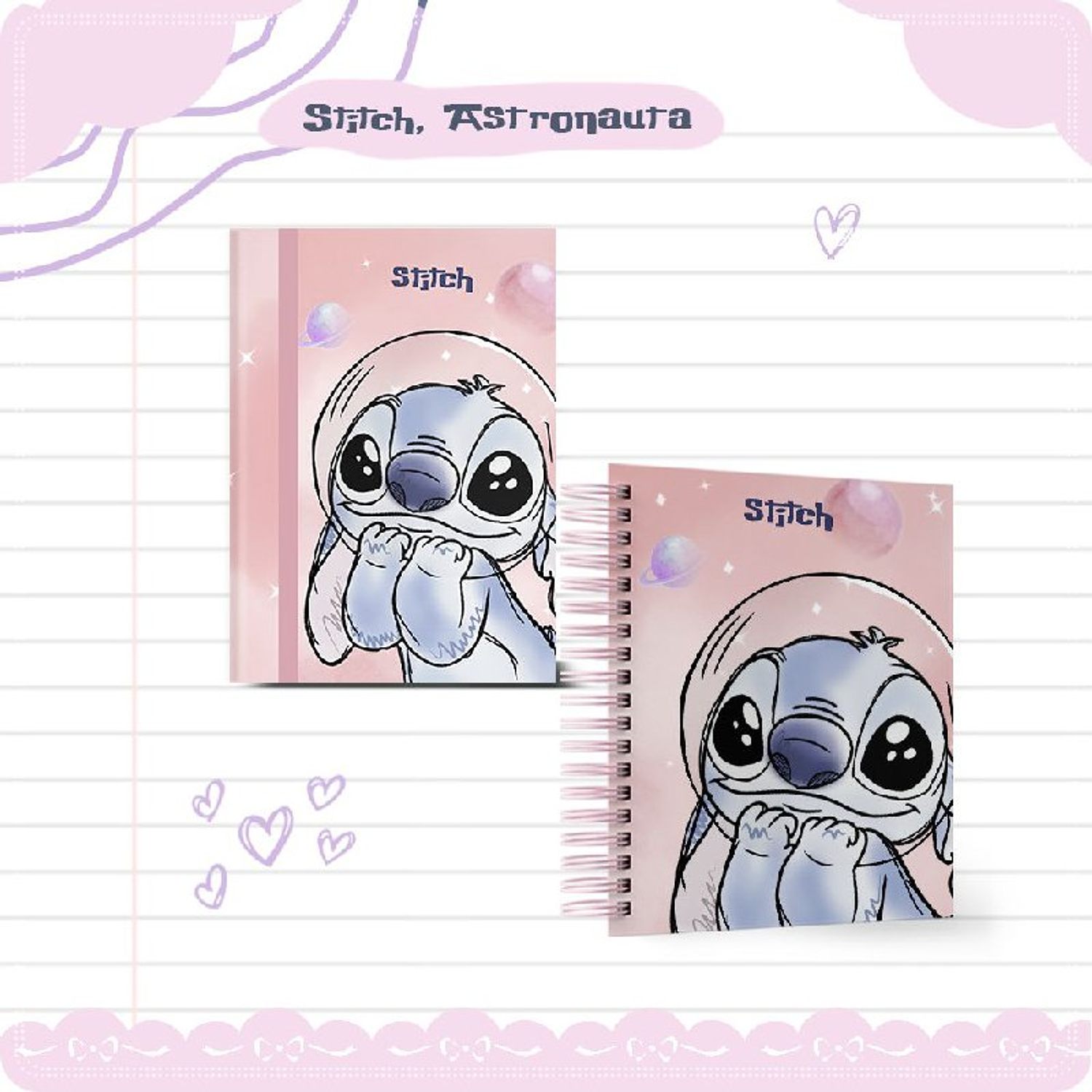 Encadernação Kit Stitch Astronauta Volta as Aulas 2